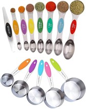 Stainless Steel Measuring Cups And Magnetic Spoons Set of 13 pcs - £19.03 GBP