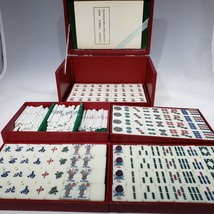 VTG Mah Jongg MahJong Wood Box Handled 144 Tiles Japanese Counting Instructions - £241.24 GBP