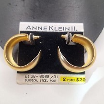Anne Klein II surgical steel posts gold tone hoop earrings - £13.37 GBP
