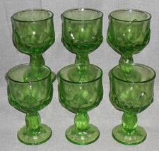 MID CENTURY Set (6) Franciscan CABARET PATTERN Green WATER STEMS - $55.43