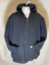 Carhartt Original Fit Mens XL Blue Full Zip Sweatshirt Hoodie K122-472 Sm Stain - £14.78 GBP