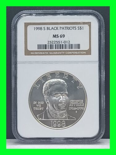 Primary image for 1998-S Black Patriots $1 Graded NGC MS 69 Commemorative Silver Dollar ~ FLASHY