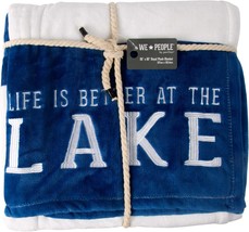 Pavilion Gift Company Life Is Better At The Lake-Blue &amp; White Super Soft, Blue - £36.87 GBP