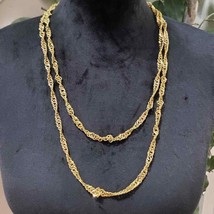 Womens Fashion Gold Tone Teardrop Two Layer Chain Beautiful Necklace Jewellery - £21.23 GBP