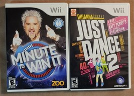Lot Of 2 Nintendo Wii Titles (2010) Minute To Win It &amp; Just Dance 2 Rated E - £7.88 GBP