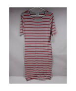 NWT LuLaRoe Julia Pencil Dress Light Gray With Pink Stripes Size Small - $292.61 MXN