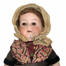 Antique ERNST HEUBACH 12” Doll Cabinet Bisque Head Arms Cloth Body All Original  - £111.80 GBP