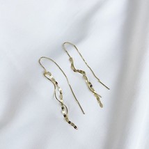 14K Gold Fun &amp; Sparkle Chain Earrings  - S925 Sterling Silver, long, party - £37.23 GBP