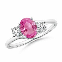 ANGARA Bypass Pink Sapphire and Diamond Ring in 14K Gold (Grade-AAA Size-7x5) - £1,035.91 GBP