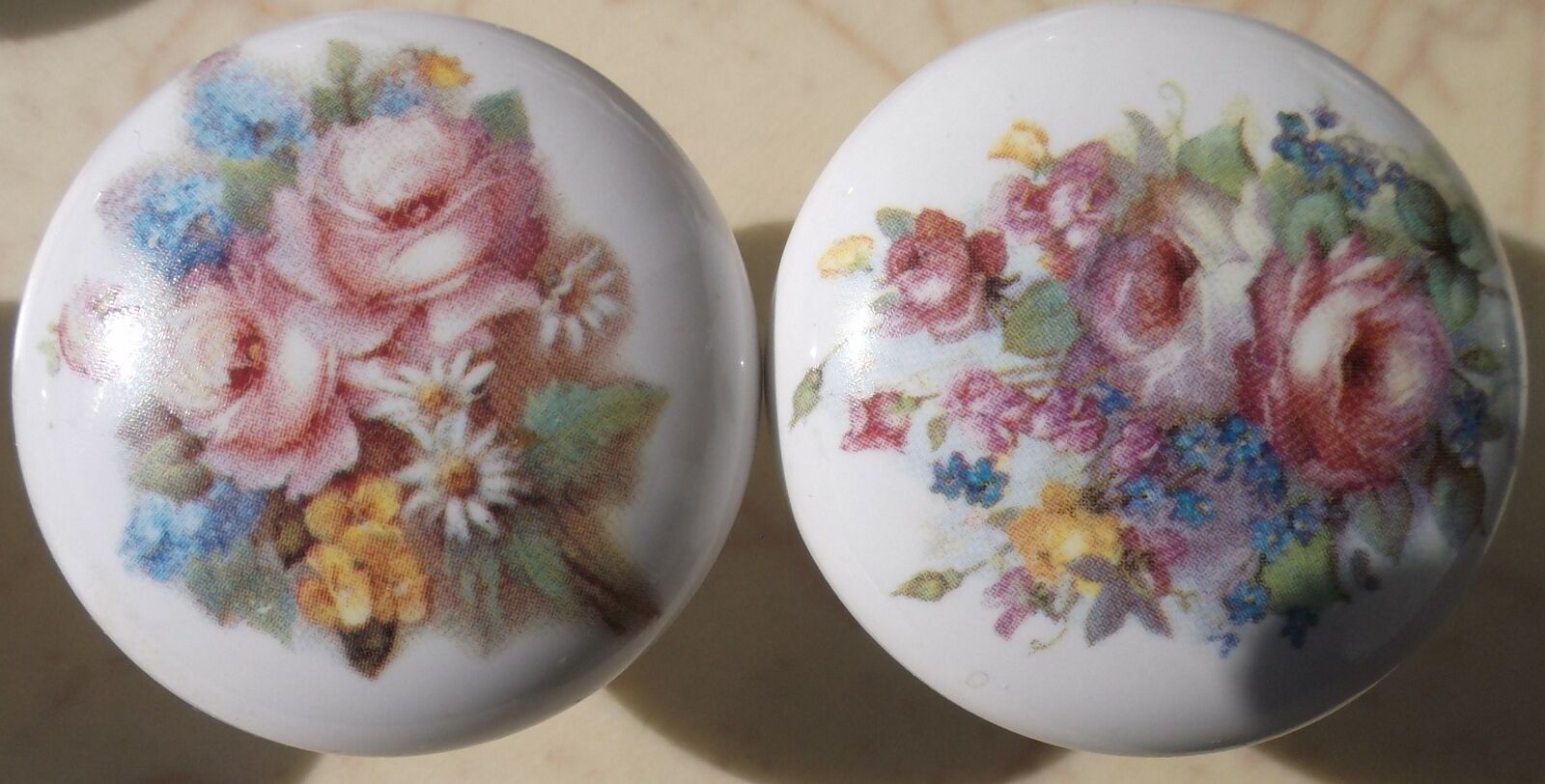 Primary image for Cabinet Knobs Pink Rose Spray Flower (2)