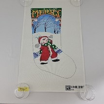 Handpainted Needlepoint Canvas Engelbreit XMAS Stocking Red JUMBO 23&quot; 14... - $250.00