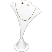 White Faux Leather Bust Necklace Earring Jewelry Display Stand 4&quot; x 5 3/4&quot; - £6.41 GBP