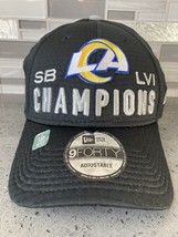 New Era Los Angeles Rams Super Bowl LVI Champions 9FORTY Snapback Hat Cap Black - £9.79 GBP