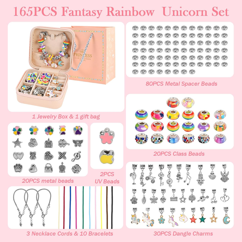 Charm Bracelet Making Kit for Girls Ages 3-12 | 165 Pcs Jewelry Making Kit Suppl Item image 4