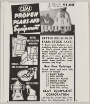 1942 Print Ad Clay Plans &amp; Equipment Farm Barns Stalls Binghamton,New York - $7.99