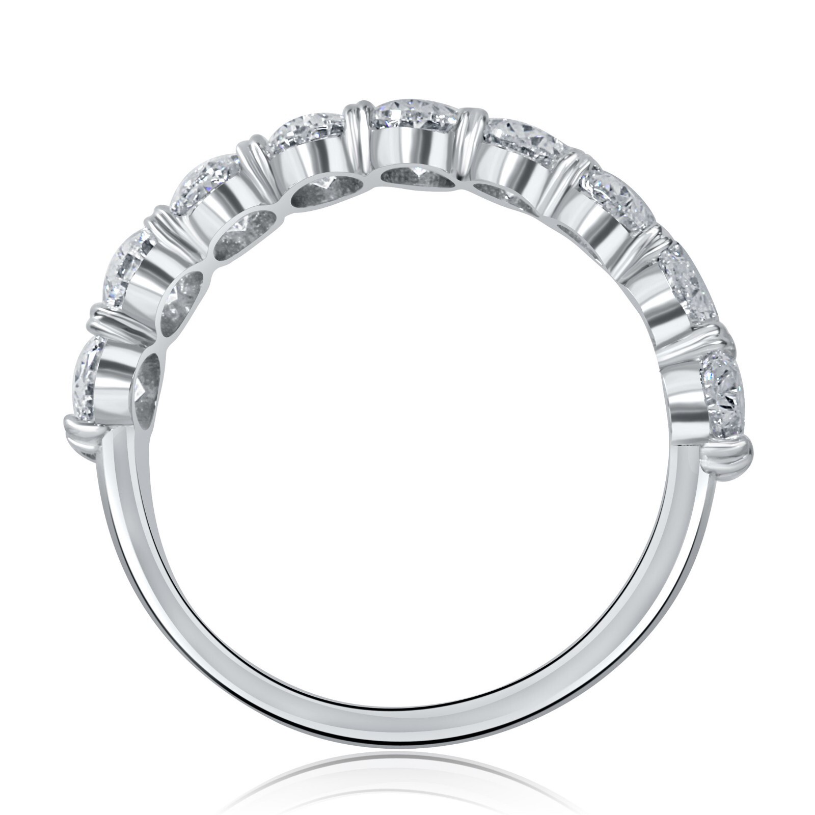 2.25 CT Coupe Ovale Labo Grown Diamant Demi Éternité Anneau de Mariage 14k Or Item image 3