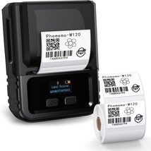 Black Phomemo M120 Label Maker- Barcode Printer Bluetooth Thermal Label Maker - $73.92