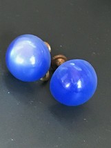 Vintage Blue Plastic Moonglow Domed Button Screwback Earrings – 5/8th’s inches  - £8.87 GBP
