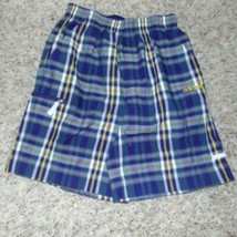 Boys Shorts Adidas Blue Gray Plaid Elastic Waist Casual Twill Pull On-size L - £9.55 GBP