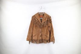 Vintage 70s Boho Chic Womens 11 Distressed Fringed Suede Leather Western Jacket - £100.93 GBP