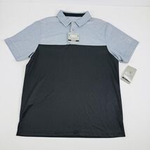 PGA TOUR Airflux Golf Polo Shirt Black Gray Size Small Birdseye Block Print - $21.99