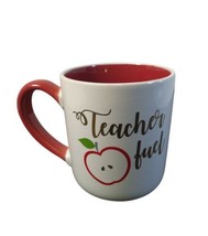 Coffee Mug &quot;Teacher Fuel&quot; With Apple Red &amp; White Good Condition     - £3.92 GBP