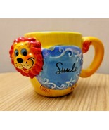 Vintage Anthropomorphic Japan Lion Ceramic Mug Cup Yellow  Blue Red Kits... - $36.18 CAD