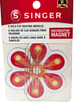 Singer Gold Eye Basting Needles 6-Pc Size 7 Sharp End and Decorative Magnet - $8.97