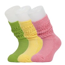 Colorful Cotton Kids Long Socks Knee High Slouch Socks 3 Pairs 3-12 Years Old - £10.12 GBP
