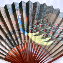 Large Hand Painted Peacock Fan Home Decor Preowned 36x21 Inches READ - £37.66 GBP