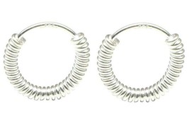 Beautiful Real Silver Men Women Flexible Spring wire Earrings - PAIR - £14.65 GBP