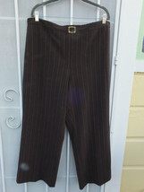 R.Q.T. ~ Sz 18  Dress Pants Brown Striped Elastic Waist Poly/Rayon/Stretch - £12.50 GBP