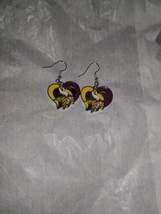 Minnesota Vikings Earrings - Heart Charm Earrings dangle - £11.99 GBP