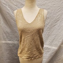 Jones New York Taupe Tank Top with Clear Sequins, Size M - £15.81 GBP