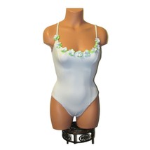 Rosa Ferrer Swimwear Blue Floral Embellished Accent One-Piece Swimsuit S... - $24.99