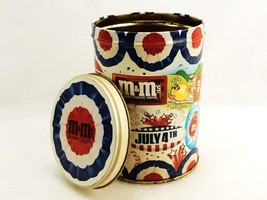 M&amp;Ms Patriotic Metal Canister, Vintage Graphics, 4th of July Celebration Theme - £11.51 GBP
