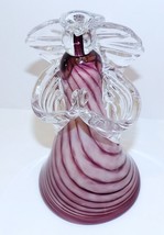 BEAUTIFUL ARTIST SIGNED ART GLASS PINK PURPLE SWIRL CLEAR ANGEL 8&quot; SCULP... - $147.01