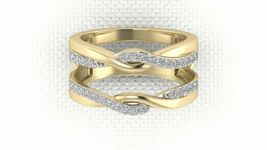 Pretty 1.75Ct Diamond Solitaire Enhancer Wedding Band Ring 14K Yellow Gold Over - £65.76 GBP