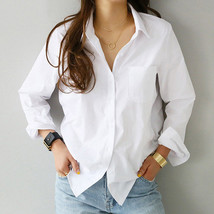 Plus Size Spring One Pocket Women White Blouse Female Shirt Tops Long Sleeve Cas - £151.87 GBP