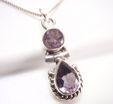 Very Small Faceted Amethyst Pendant 925 Sterling Silver Corona Sun Jewelry - £12.21 GBP