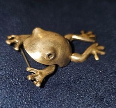 Leaping Frog Silver Frog MOVABLE MOUTH LEGS Antique VINTAGE BROOCH PIN 9... - $59.39