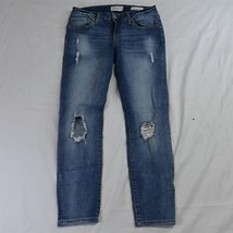 Jessica Simpson 28 Forever Rolled Ankle Skinny Medium Destroyed Denim Jeans - $13.71