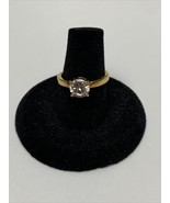 Beautiful Gold Tone Simulated Solitaire Stone Ring Size 6 Estate Jewelry... - $13.55 CAD