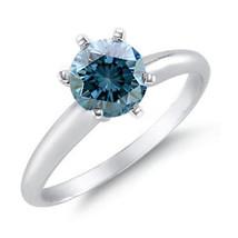 1.75CT Women&#39;s 14K White Gold Natural Blue Diamond Solitaire Engagement Ring - £1,977.61 GBP