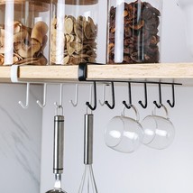 Metal Under Shelf Hanging Rack with 6 Hooks - Storage Shelf for Wardrobe... - £6.87 GBP