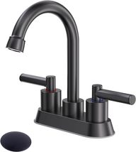 Black Bathroom Faucets, 4 Inch 2 Handle Centerset Bathroom Sink Faucet f... - £18.08 GBP