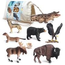 Safari Animal Figurines Toys 7Pcs North America Figures Zoo Pack For Toddlers Ki - £31.46 GBP