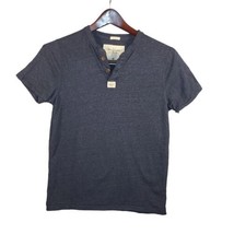 Abercrombie Fitch New York Mens Medium Shirt Muscle Henley Blue Short Sl... - $13.71