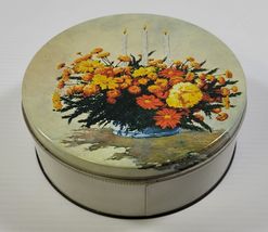 *A) Vintage Atlantic Can Co. Round Tin Floral Bouquet Delawanna New Jersey - $11.87