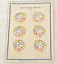 4 Vintage Czecho Slovakia Styled Dress Buttons Card Floral Impressed Design - $16.34